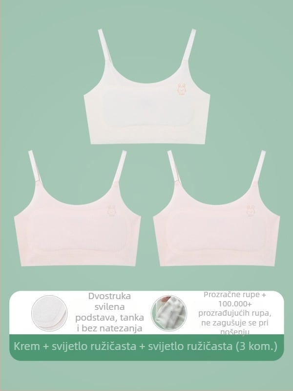 Potkošulja-vest za djevojčice 9–13 godina, najlon materijal, podstava od spandeksa 30–50%, ultra-tanke oblikovane čašice s pamukom, naramenice s vezicama