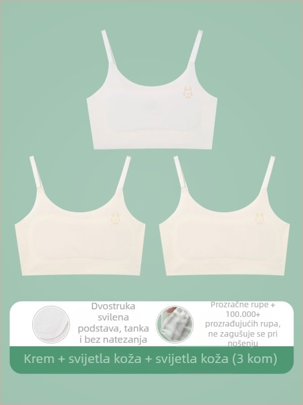 Potkošulja-vest za djevojčice 9–13 godina, najlon materijal, podstava od spandeksa 30–50%, ultra-tanke oblikovane čašice s pamukom, naramenice s vezicama