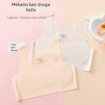 Dječji potkošuljni grudnjak s ice-silk materijalom, ultra tanke oblikovane košarice, pamuk podstava, fiksne dvostruke naramenice, prozračna stražnja strana