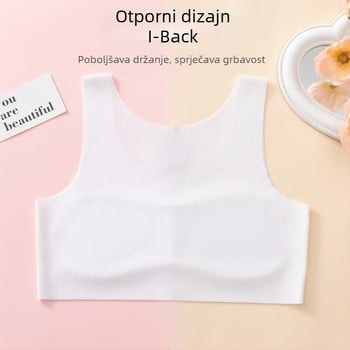 Dječji potkošuljni grudnjak s ice-silk materijalom, ultra tanke oblikovane košarice, pamuk podstava, fiksne dvostruke naramenice, prozračna stražnja strana