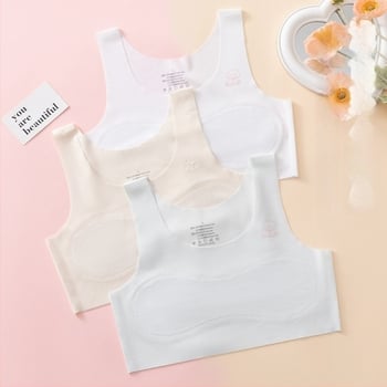 Dječji potkošuljni grudnjak s ice-silk materijalom, ultra tanke oblikovane košarice, pamuk podstava, fiksne dvostruke naramenice, prozračna stražnja strana