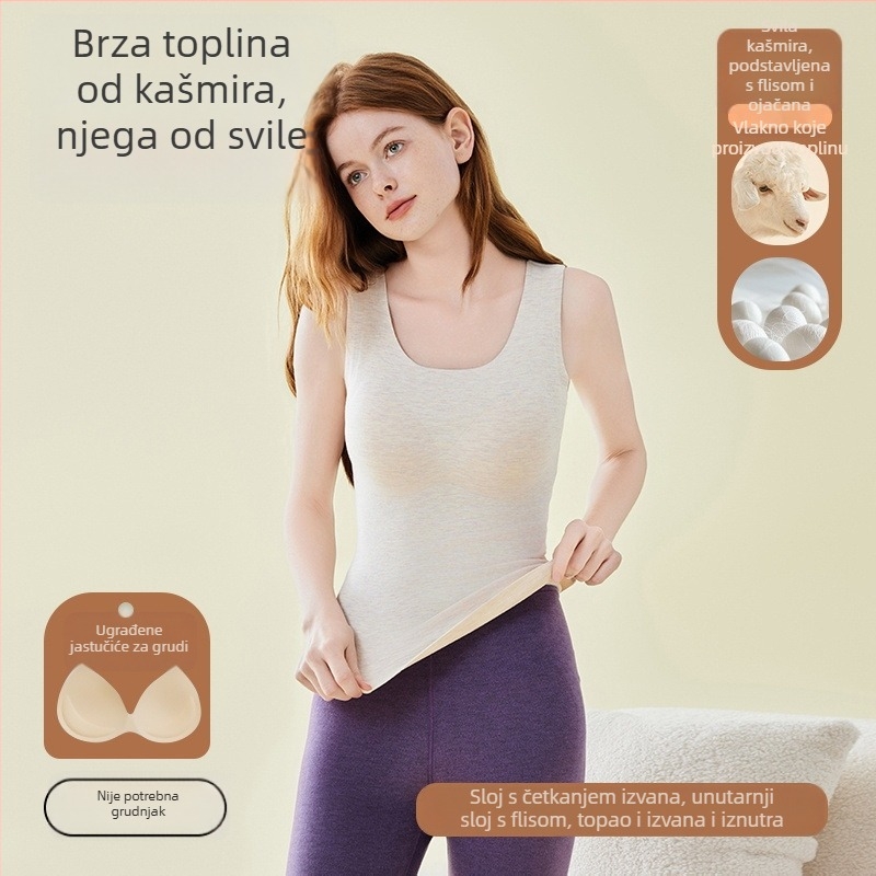 Termalna vesta s jastučićem za prsni koš, podstavljena fleeceom, velurom, debela akrilna tkanina 251–300 g/m², oblikuje figuru
