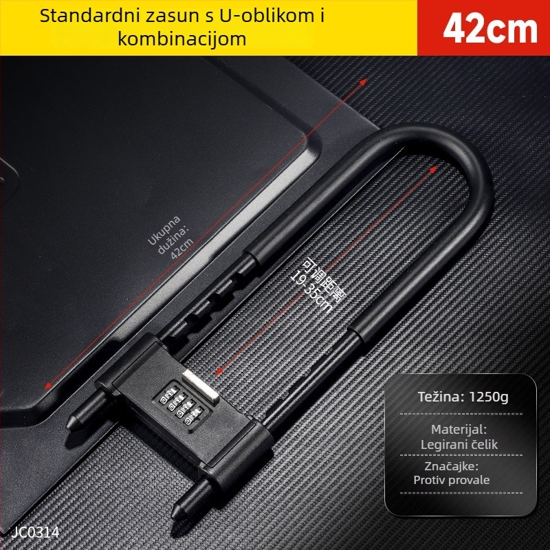 Kućna brava za staklena vrata s kodom i ključem, dvostruko otvaranje, ojačani cilindar klase Super C, kućište od aluminijske legure, debljina šipke brave 4 mm, razmak šipki 80 mm
