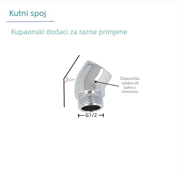 Adapter za tuš glavnu s 135° okretom, za ugrađenu instalaciju, elektroplating završna obrada, CUPC certifikat