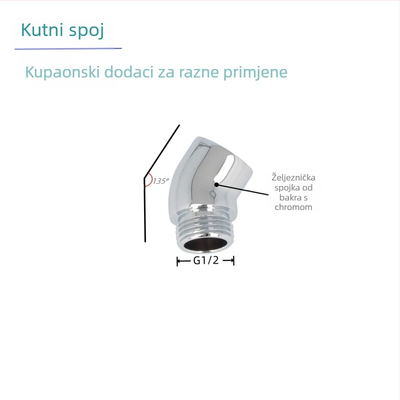 Adapter za tuš glavnu s 135° okretom, za ugrađenu instalaciju, elektroplating završna obrada, CUPC certifikat