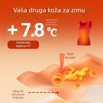 Ženski termo prsluk, bezšiven, četvrtasti ovratnik, dvostruki sloj, s velutom, antibakterijski i antistatički, održava toplinu, materijal: akrilna vlakna