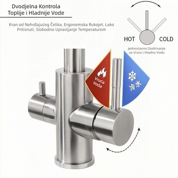 Izvlačni kuhinjski faucet, toplu i hladnu vodu, 3-u-1 pročišćena voda, tijelo od mesinga, keramički disk ventil