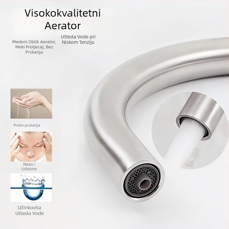 Izvlačni kuhinjski faucet, toplu i hladnu vodu, 3-u-1 pročišćena voda, tijelo od mesinga, keramički disk ventil
