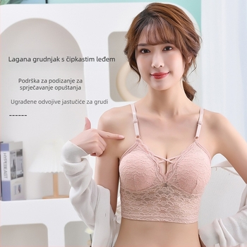Bezremenski čipkasti bustier bez leđa, oblikovane 3/4 šalice s uklonjivim jastučićima, spandeks 80-90%