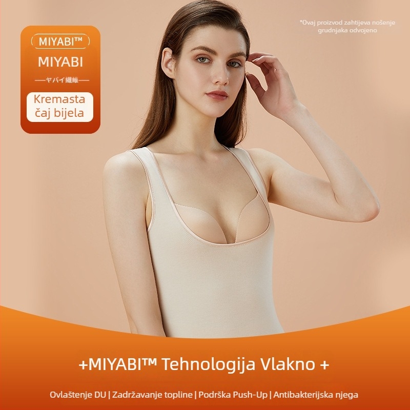 Ženska toplinska vesta za dojenje s flis podstavom, s integriranim grudnjakom i jastučićem za prsa, bezšivna, kapuljača, akrilna tkanina