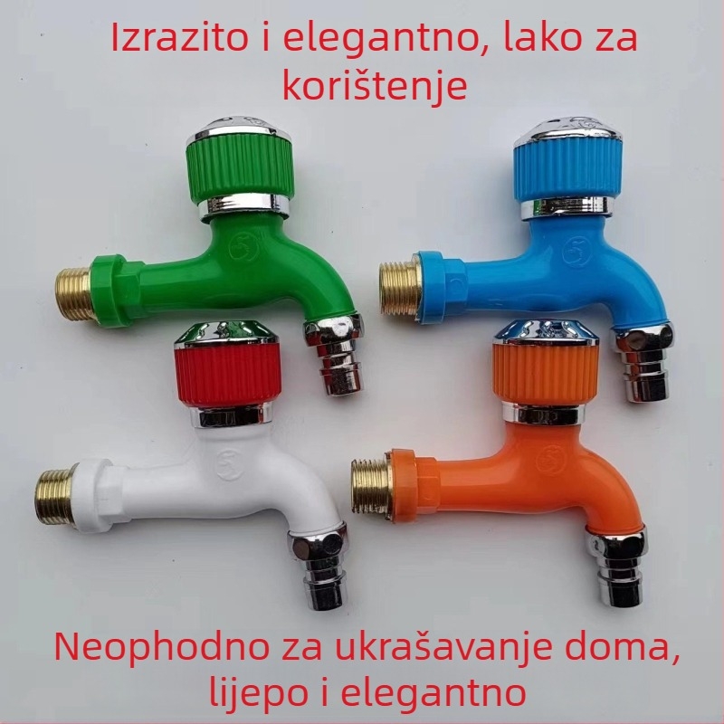 Vanjska slavina s kružnom ručkom za perilicu rublja, otporna na smrzavanje, debeli dizajn, ulaz/izlaz sa 4 točke, aksijalno valjkasto jezgro ventila