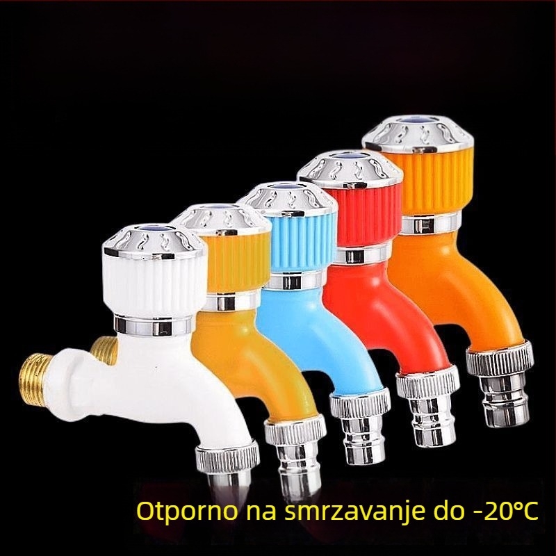 Vanjska slavina s kružnom ručkom za perilicu rublja, otporna na smrzavanje, debeli dizajn, ulaz/izlaz sa 4 točke, aksijalno valjkasto jezgro ventila