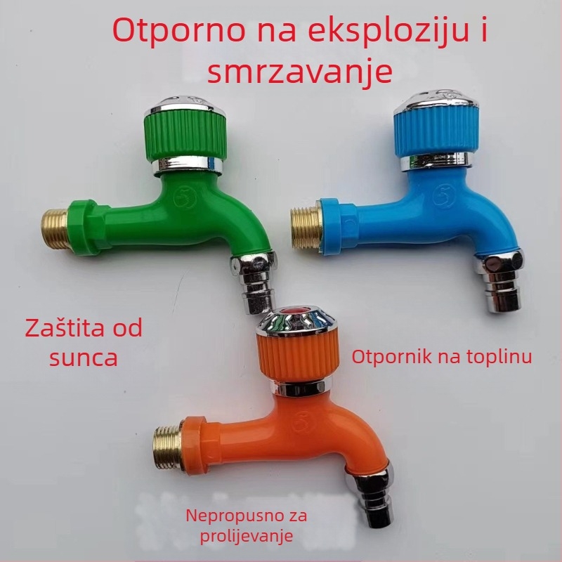 Vanjska slavina s kružnom ručkom za perilicu rublja, otporna na smrzavanje, debeli dizajn, ulaz/izlaz sa 4 točke, aksijalno valjkasto jezgro ventila