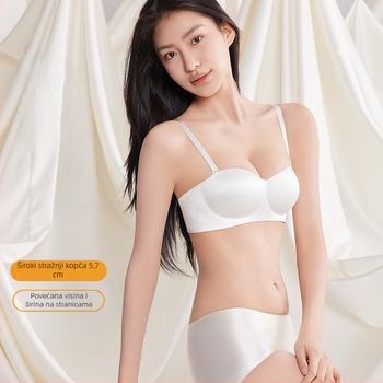 Bešumni grudnjak od sjajnog satena, bez šavova, bočno oblikovanje, bez naramenica, stražnje zatvaranje s četiri kopče, najlon