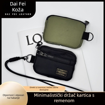 Mini novčanik za kovanice i kartice s naramenicom – najlon, uzorak slovo, Unisex, Princess diana leather goods, gradski minimalistički stil, organizator slušalica i ključeva