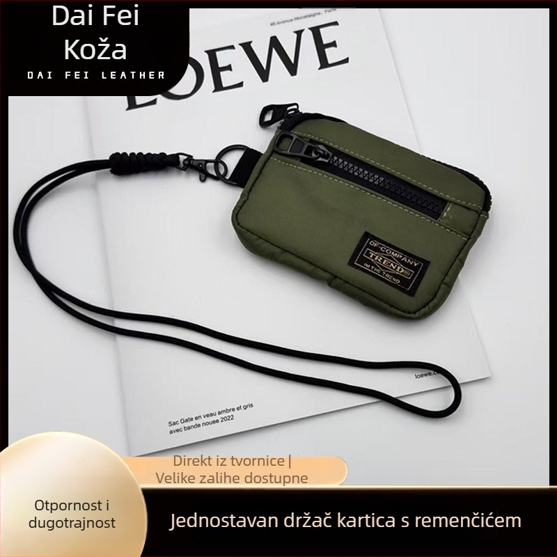 Mini novčanik za kovanice i kartice s naramenicom – najlon, uzorak slovo, Unisex, Princess diana leather goods, gradski minimalistički stil, organizator slušalica i ključeva