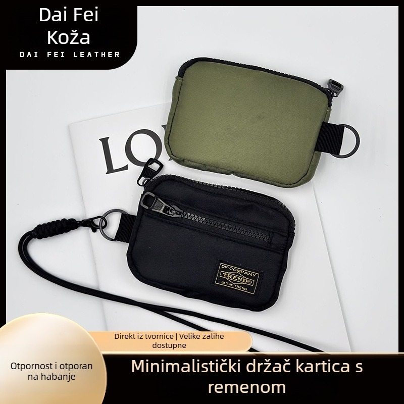 Mini novčanik za kovanice i kartice s naramenicom – najlon, uzorak slovo, Unisex, Princess diana leather goods, gradski minimalistički stil, organizator slušalica i ključeva