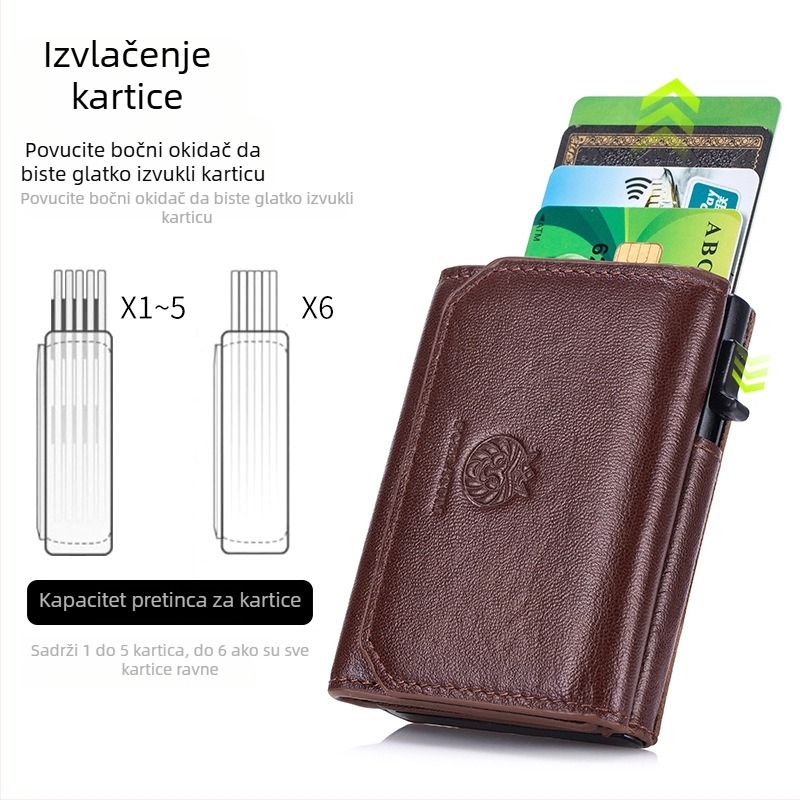 Schlattum Novčanik od prave kože s RFID zaštitom, 2 preklopa, europsko-američki retro stil