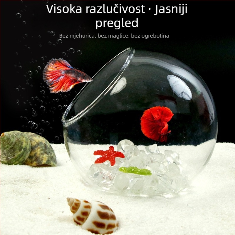 Set ukrasa za akvarijsku scenu — staklena konstrukcija; okrugli stil; za promatranje i skrivanje; pribor za akvarij
