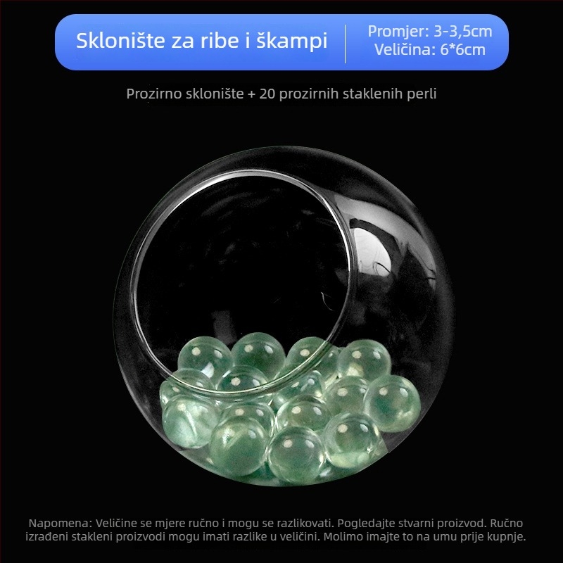 Set ukrasa za akvarijsku scenu — staklena konstrukcija; okrugli stil; za promatranje i skrivanje; pribor za akvarij