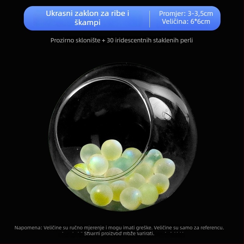 Set ukrasa za akvarijsku scenu — staklena konstrukcija; okrugli stil; za promatranje i skrivanje; pribor za akvarij