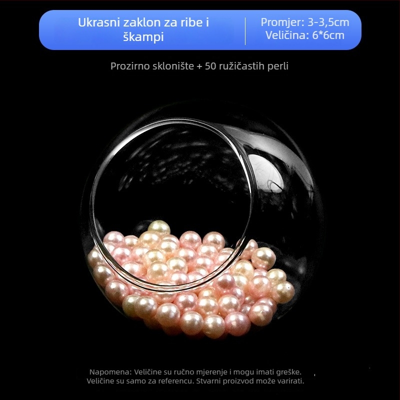 Set ukrasa za akvarijsku scenu — staklena konstrukcija; okrugli stil; za promatranje i skrivanje; pribor za akvarij