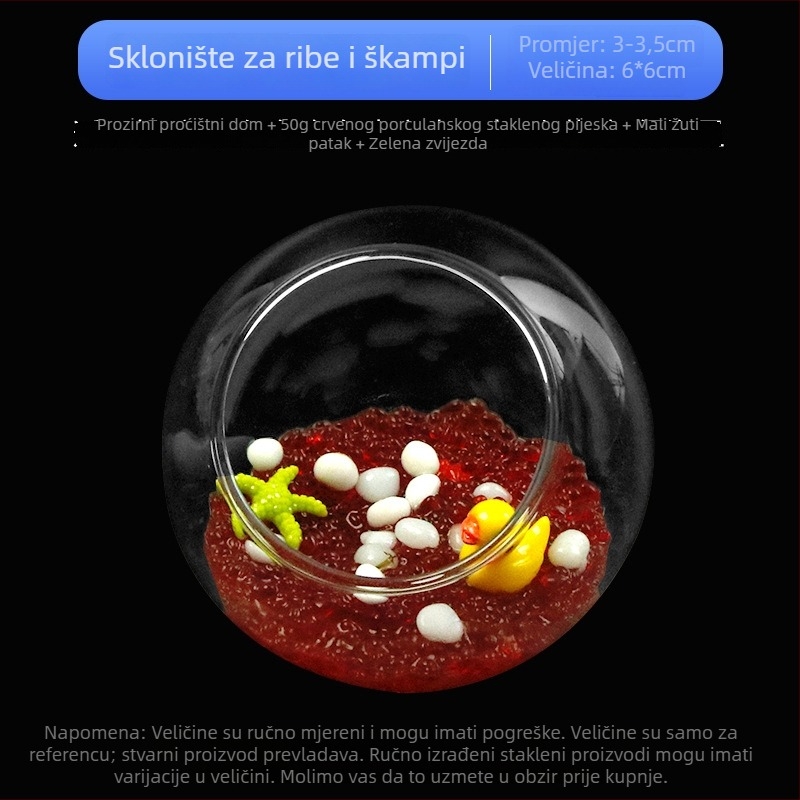 Set ukrasa za akvarijsku scenu — staklena konstrukcija; okrugli stil; za promatranje i skrivanje; pribor za akvarij