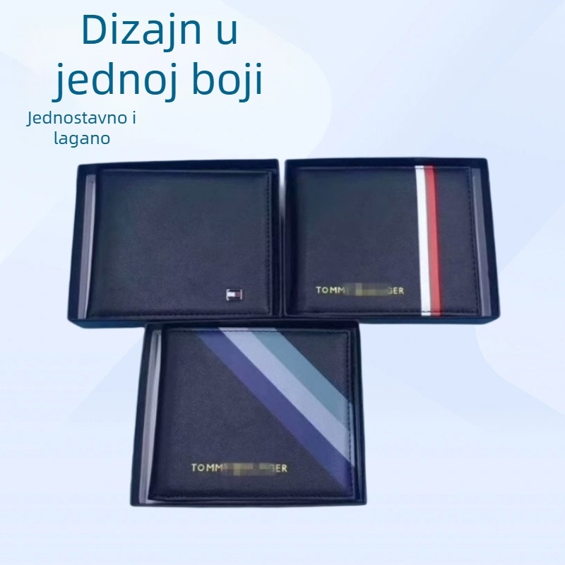 Muški poslovni novčanik od PU kože s više slojeva pretinaca za kartice, horizontalni dizajn, ultra lagan, kutija uključena