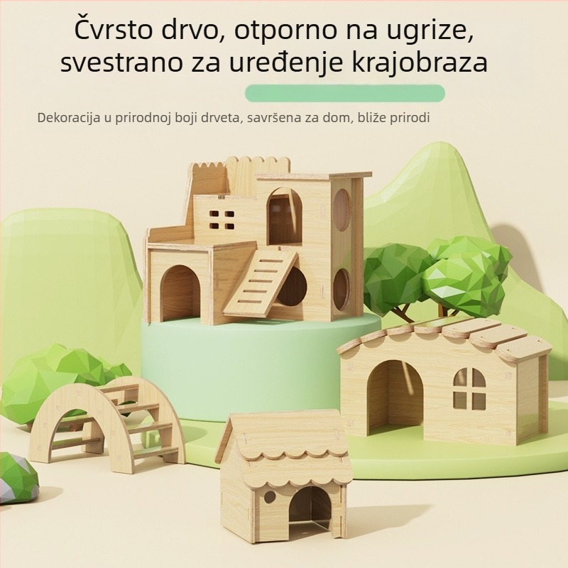 Drvena kućica za hamstere • Namijenjena za hamstere • Materijal: drvo • Nije uvezeno