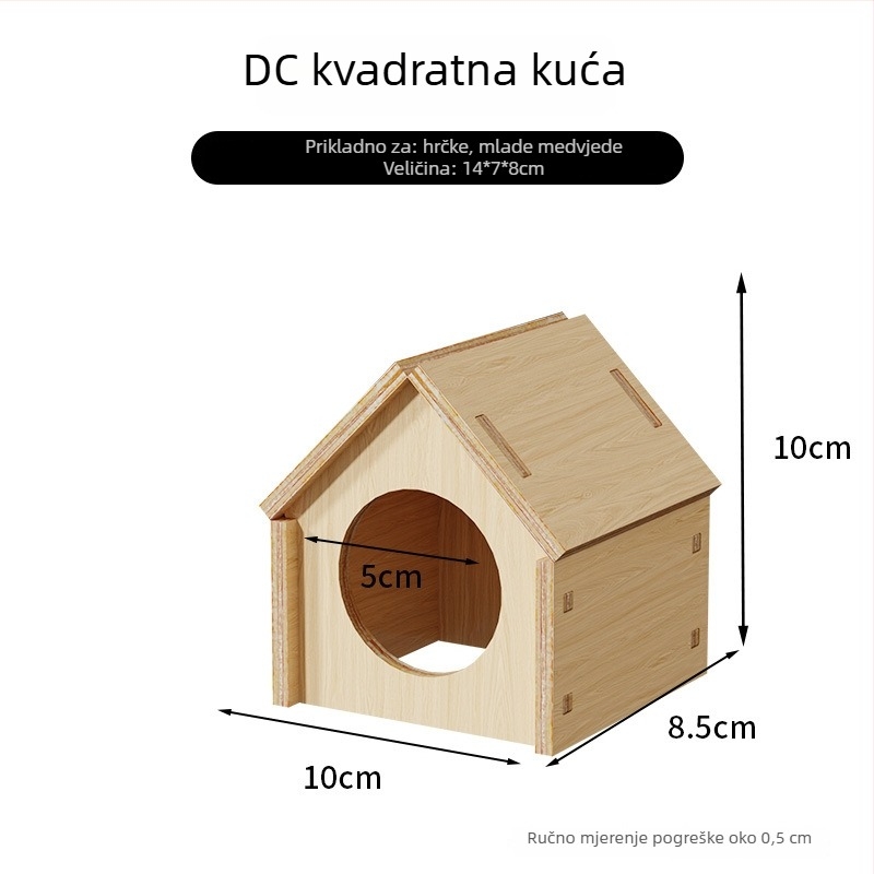 Drvena kućica za hamstere • Namijenjena za hamstere • Materijal: drvo • Nije uvezeno
