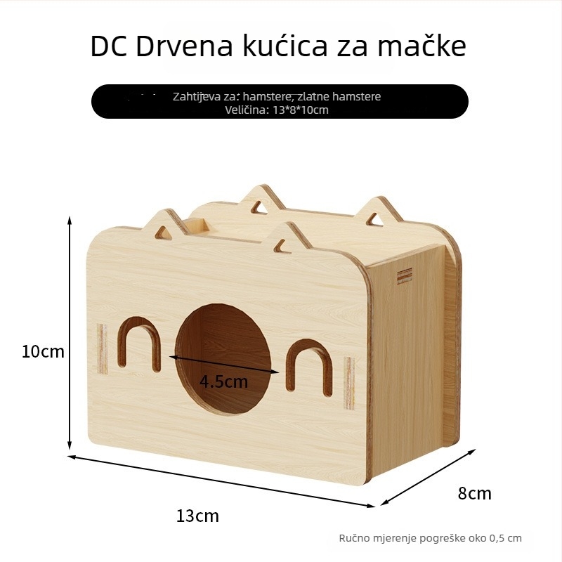 Drvena kućica za hamstere • Namijenjena za hamstere • Materijal: drvo • Nije uvezeno