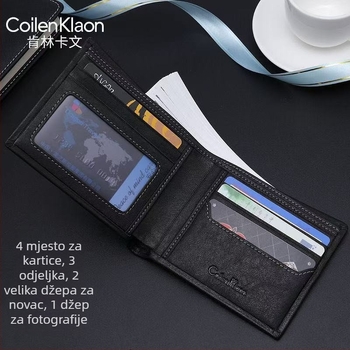 Kenlinkavin Kratka novčanik od teleće kože, Geometrijski uzorak, Vodootporan i otporan na habanje, Držač kartica