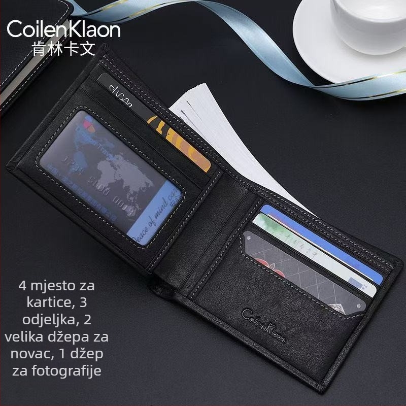 Kenlinkavin Kratka novčanik od teleće kože, Geometrijski uzorak, Vodootporan i otporan na habanje, Držač kartica