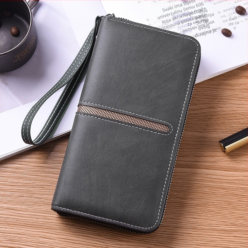 Muški dugi clutch novčanik sa zipom i pretincom za telefon, PU materijal, model 9061, izuzetno lagan, otporan na habanje, velik kapacitet