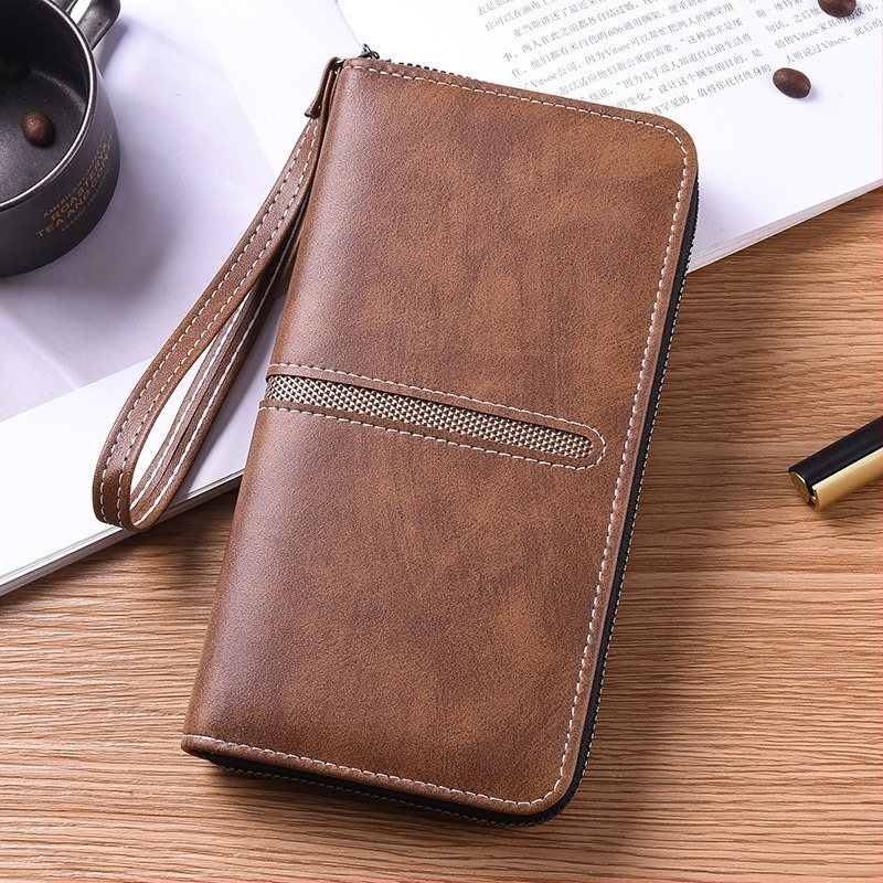Muški dugi clutch novčanik sa zipom i pretincom za telefon, PU materijal, model 9061, izuzetno lagan, otporan na habanje, velik kapacitet