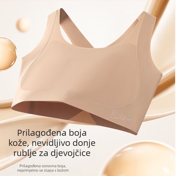 Ženski top-šušnja u stilu veste, Ice Silk materijal, 80–90% najlona, potpuno čašice, tanak kalup, prozračan, upija znoj, udoban, sladak stil, za uzrast 7–12