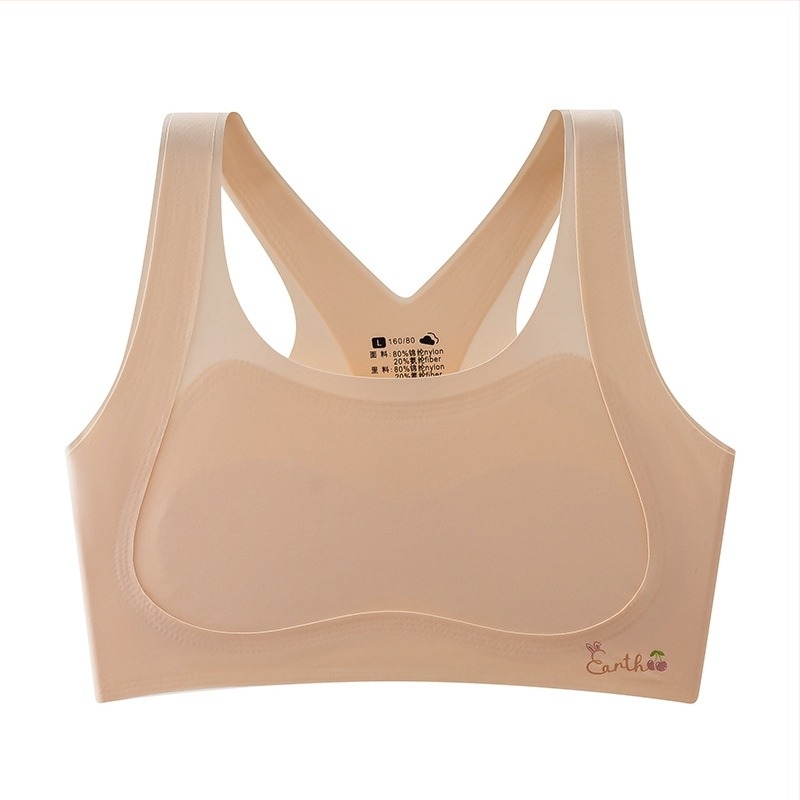 Ženski top-šušnja u stilu veste, Ice Silk materijal, 80–90% najlona, potpuno čašice, tanak kalup, prozračan, upija znoj, udoban, sladak stil, za uzrast 7–12