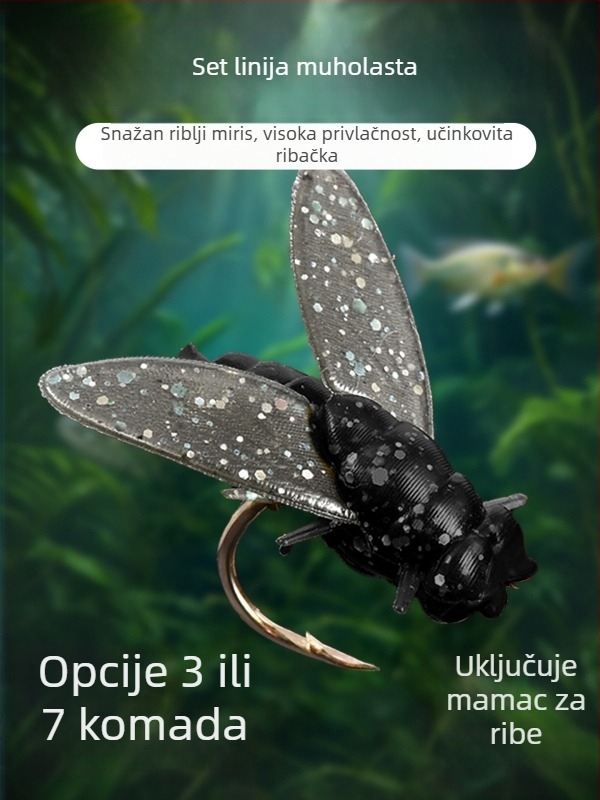 Set žičanih udica za muhe, 16 udica, anti-zamotavanje, Caddis mamac
