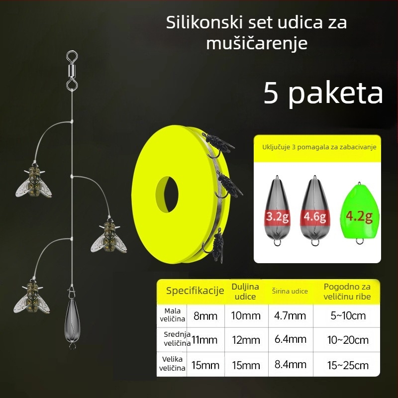 Set žičanih udica za muhe, 16 udica, anti-zamotavanje, Caddis mamac