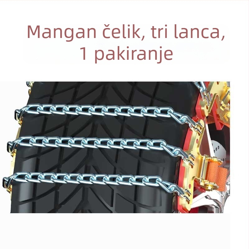 Tian-oblika anti-slip lanac za automobil – čelik, universalni, odgovara gumama 165–275, za osobna vozila, SUV-ove, terenaca i komercijalna vozila; težina 3–13 kg