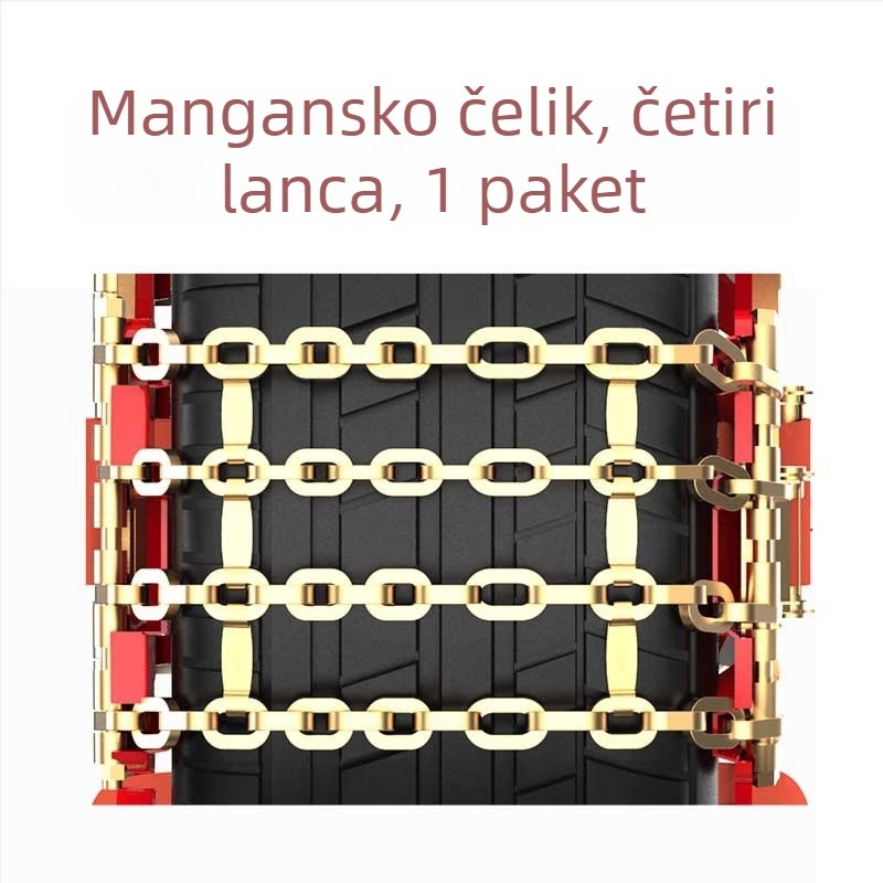 Tian-oblika anti-slip lanac za automobil – čelik, universalni, odgovara gumama 165–275, za osobna vozila, SUV-ove, terenaca i komercijalna vozila; težina 3–13 kg