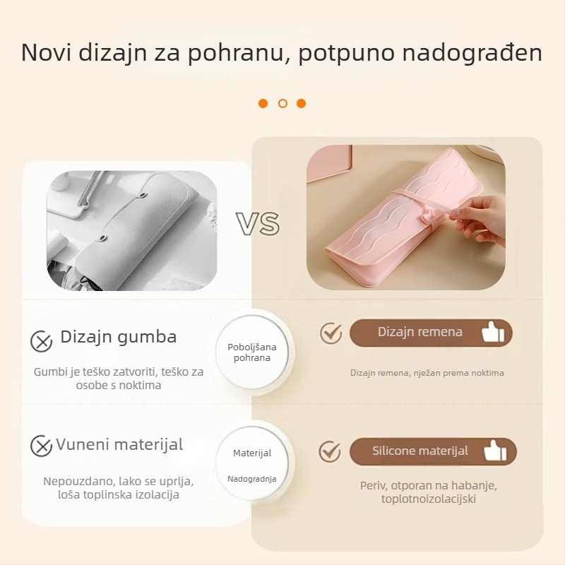 Torba za pohranu uvijača – silikon, toplinska izolacijska podloga, dizajn u stilu torbice, višefunkcionalno skladištenje za putovanja i dom