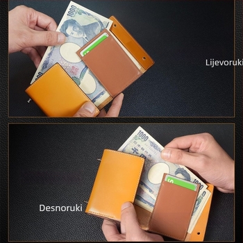 Muški kutijasti novčanik s pretincem za kartice, PU koža, 3 preklopa, gradski minimalistički stil, podstava od kravljeg kože