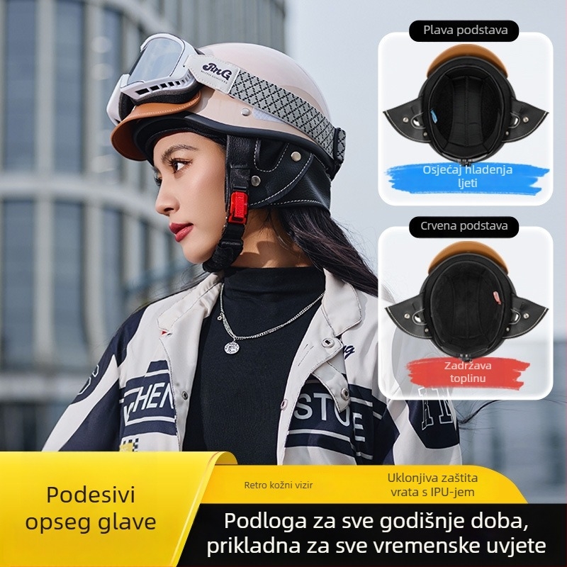 RNG BY-208 Retro kaciga za motocikl, ABS, prilagođena obrada, GB811-2022A certificirano, za gradske vožnje motociklom