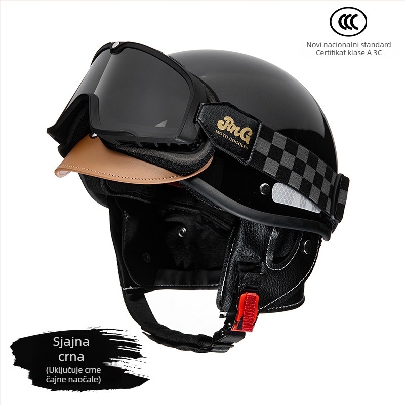 RNG BY-208 Retro kaciga za motocikl, ABS, prilagođena obrada, GB811-2022A certificirano, za gradske vožnje motociklom
