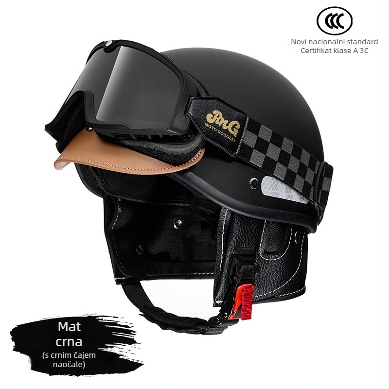 RNG BY-208 Retro kaciga za motocikl, ABS, prilagođena obrada, GB811-2022A certificirano, za gradske vožnje motociklom