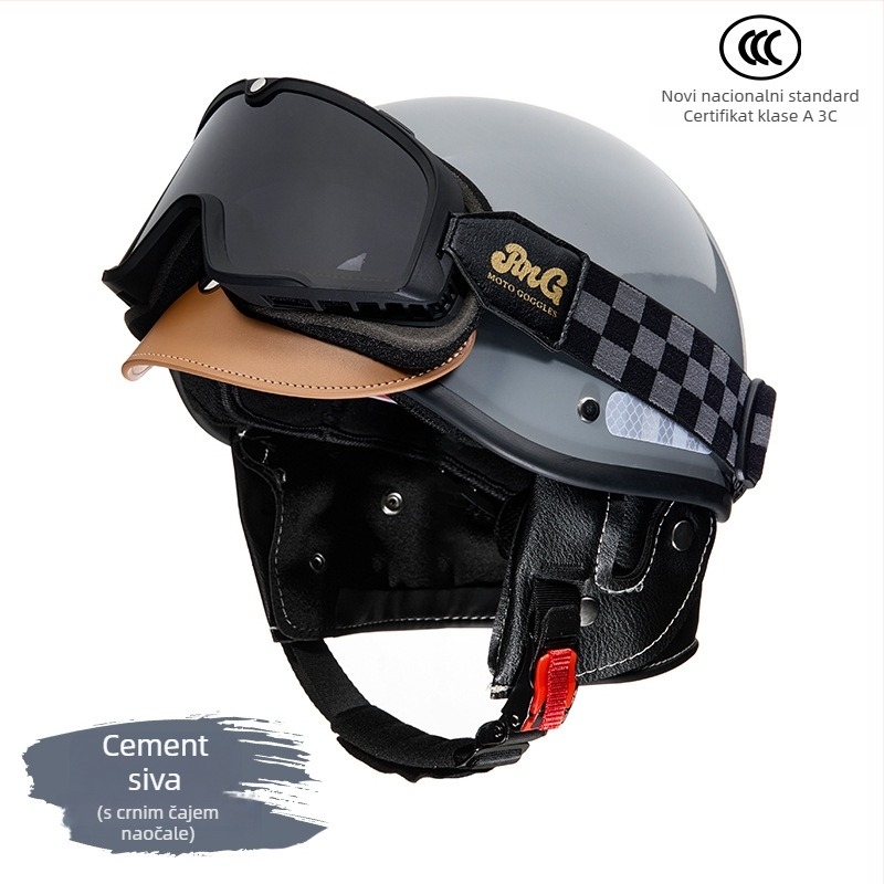 RNG BY-208 Retro kaciga za motocikl, ABS, prilagođena obrada, GB811-2022A certificirano, za gradske vožnje motociklom