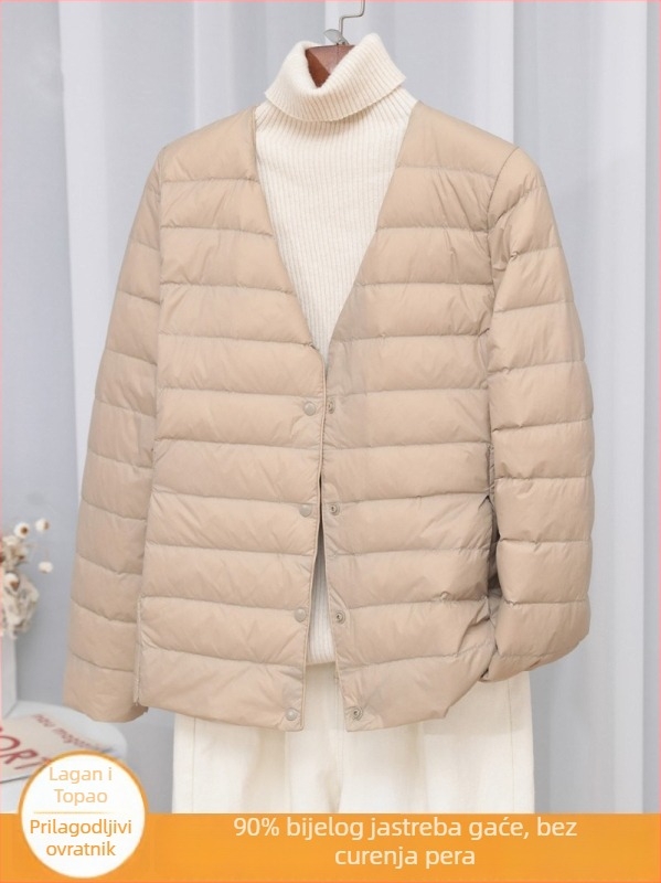 Ženska down jakna, slim-fit fason, materijal: najlon, punilo: bijelo pačje perje, udio perja 50%, ovratnik s rubom u stilu wood-ear edge