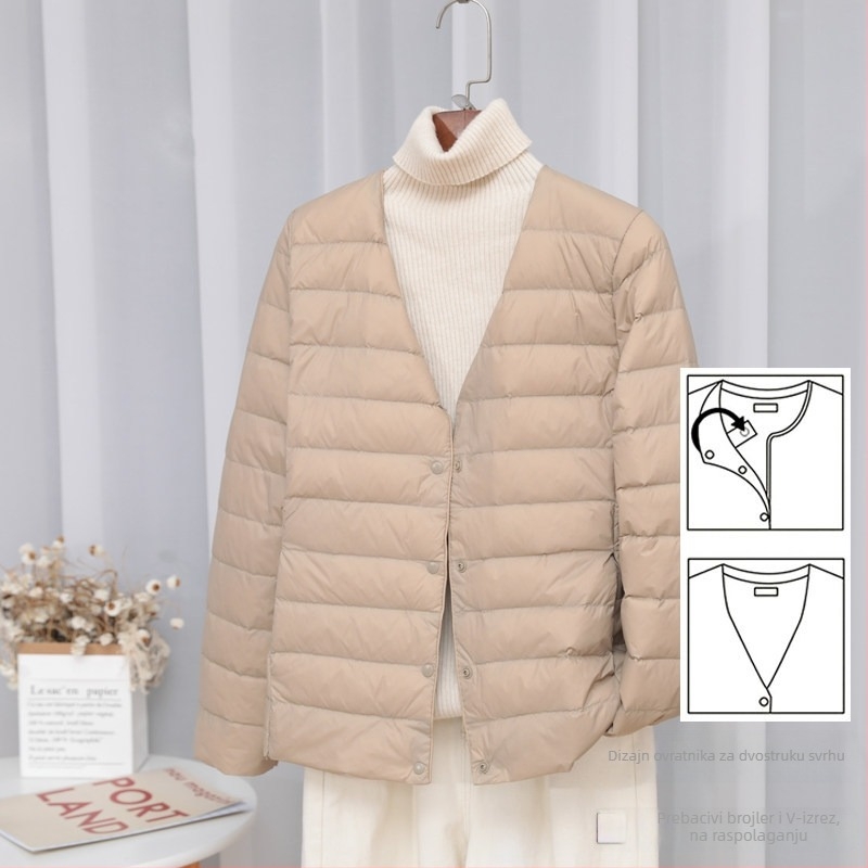 Ženska down jakna, slim-fit fason, materijal: najlon, punilo: bijelo pačje perje, udio perja 50%, ovratnik s rubom u stilu wood-ear edge