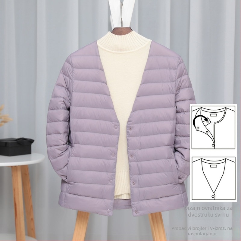 Ženska down jakna, slim-fit fason, materijal: najlon, punilo: bijelo pačje perje, udio perja 50%, ovratnik s rubom u stilu wood-ear edge